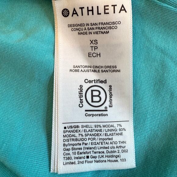 Athleta Santorini Cinch Midi Dress Sleeveless Turquoise Blue Size XS - Picture 5 of 8